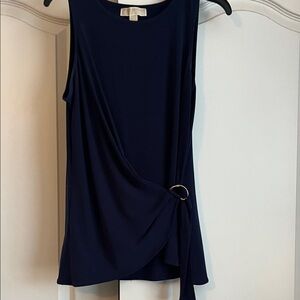Michael Kors Navy Sleeveless Blouse with Ring Detail